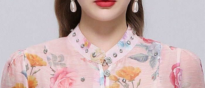 Printing pinched waist niche with sling dress