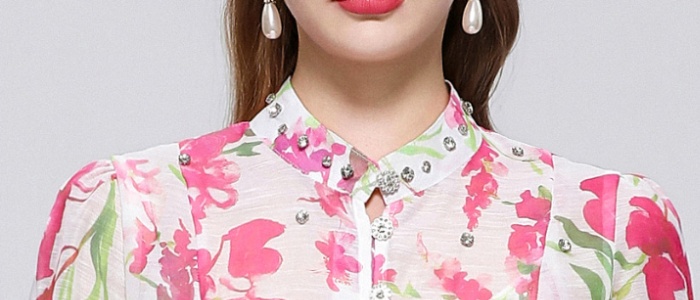 Long sleeve niche printing France style dress