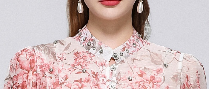 Big skirt niche printing long sleeve dress