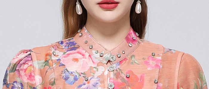 Big skirt niche printing pinched waist with sling dress