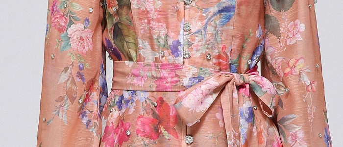 Big skirt niche printing pinched waist with sling dress