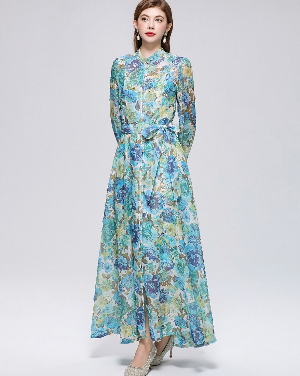 France style niche cstand collar with sling dress