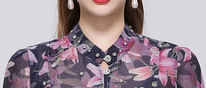 France style printing with sling pinched waist dress