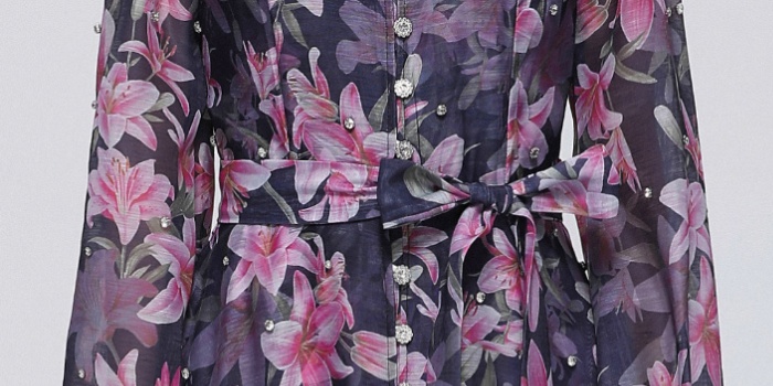 France style printing with sling pinched waist dress