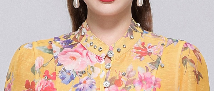 France style niche long sleeve printing with sling dress