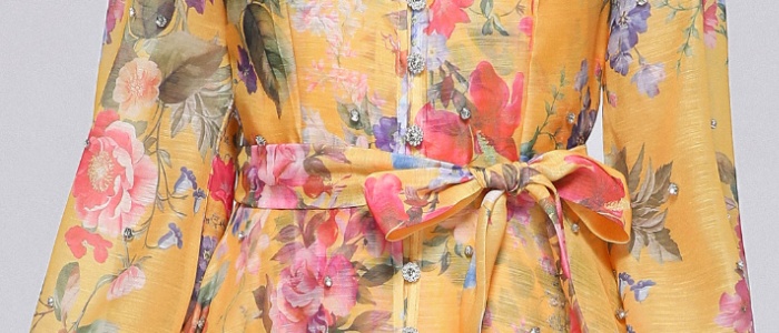 France style niche long sleeve printing with sling dress