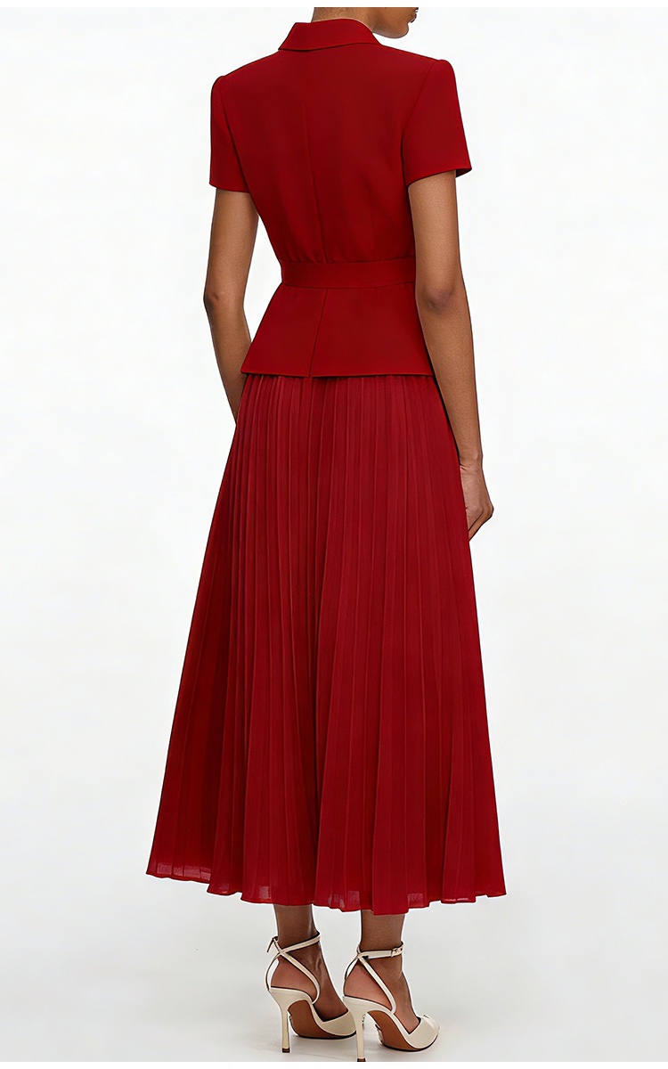 Short sleeve diamond skirt temperament coat a set