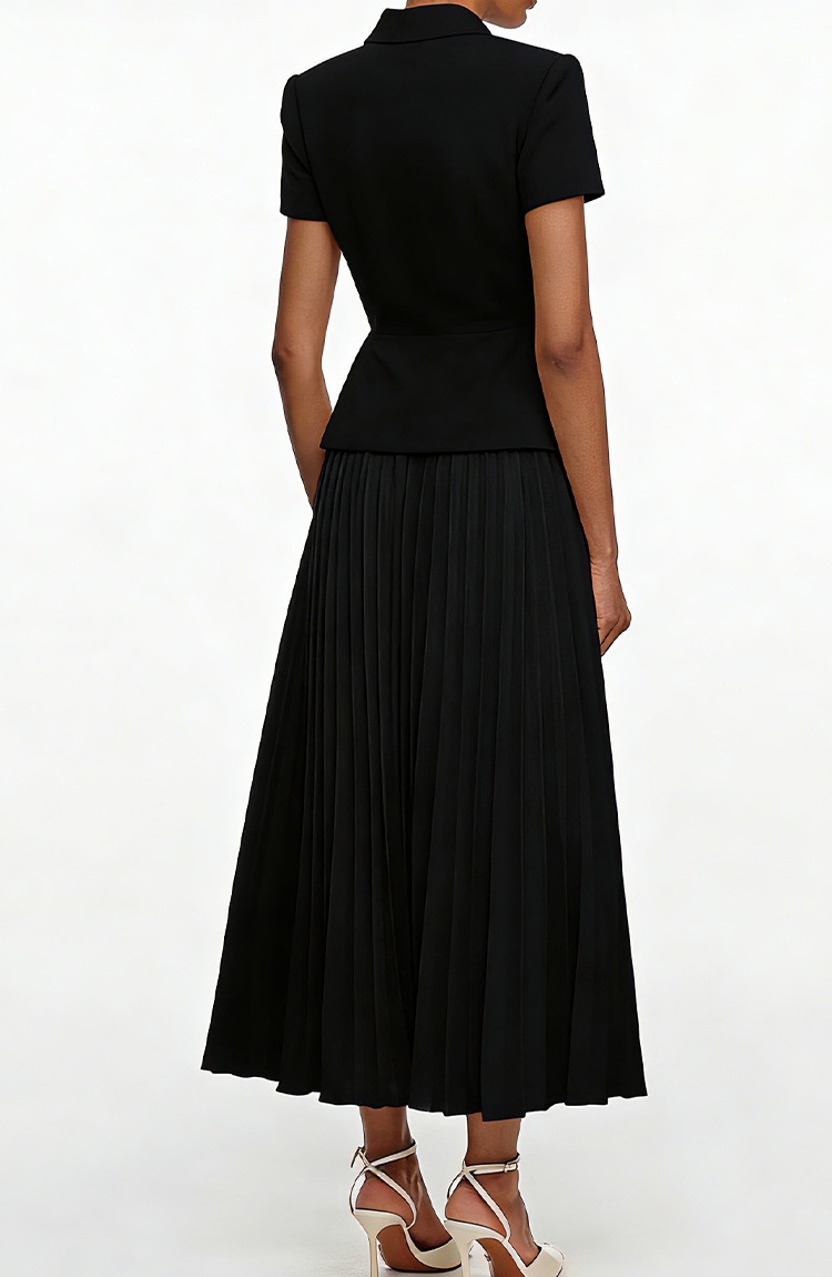 Short sleeve diamond skirt temperament coat a set