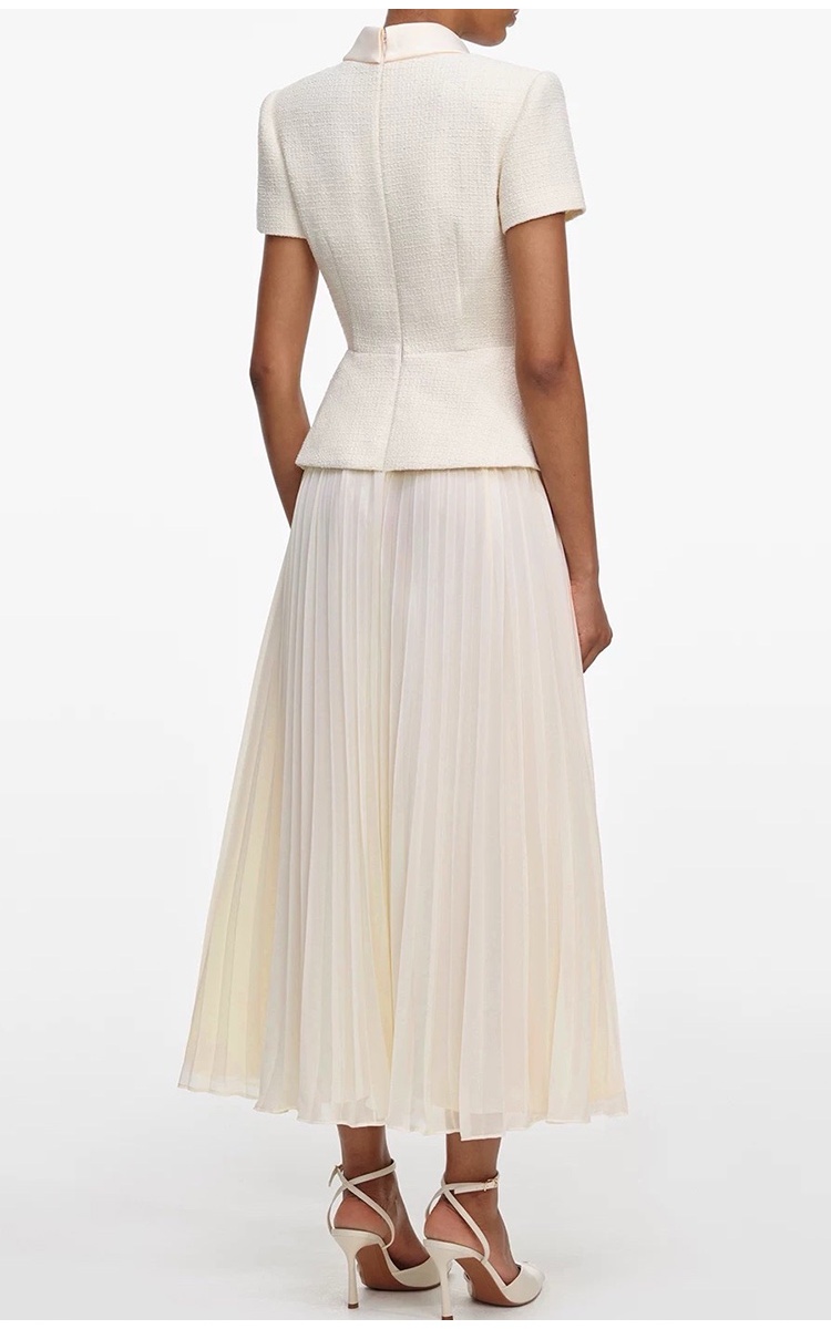 Short sleeve diamond skirt temperament coat a set