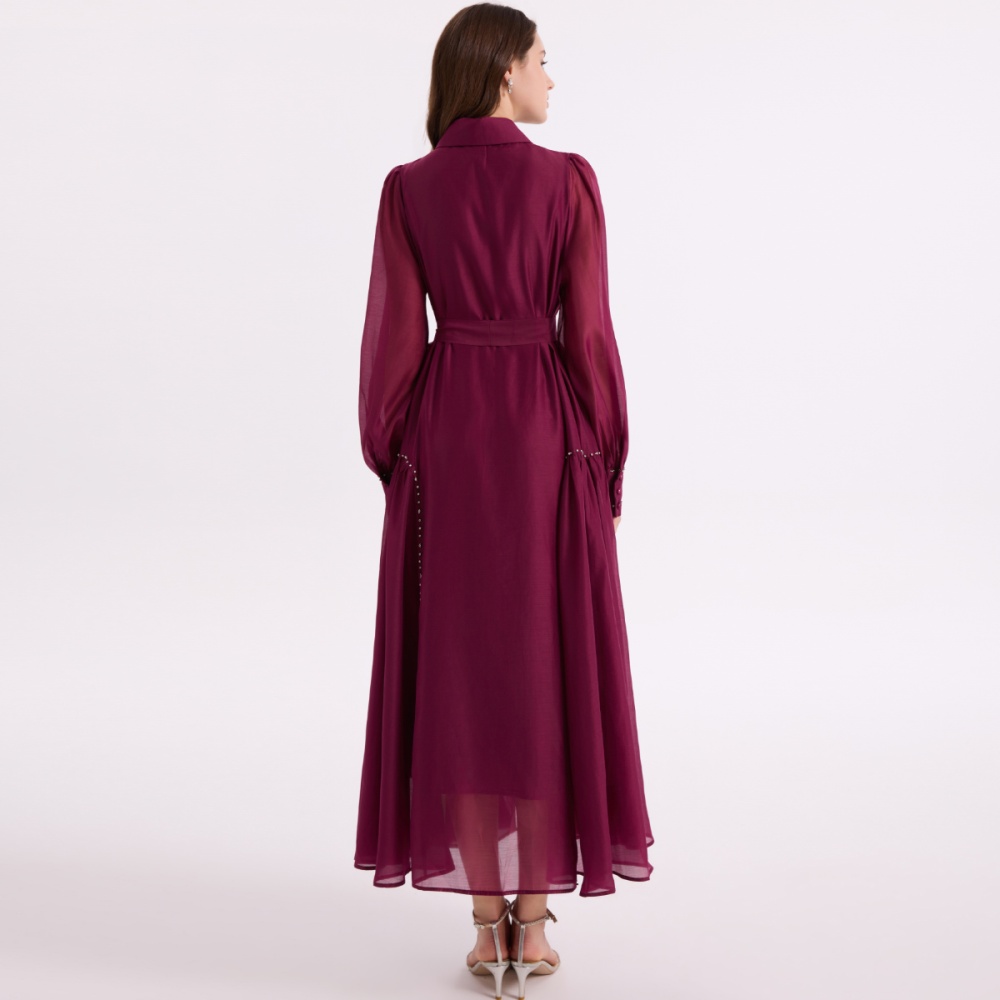 Single-breasted long dress temperament dress
