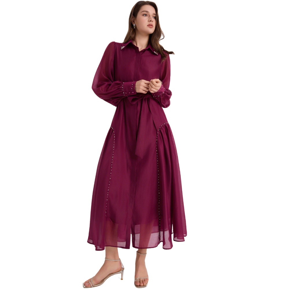 Single-breasted long dress temperament dress