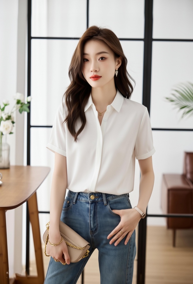 Profession summer shirt short sleeve chiffon tops