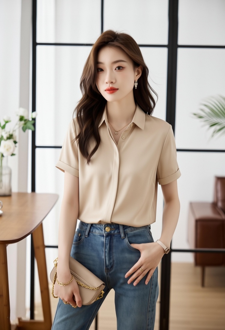 Profession summer shirt short sleeve chiffon tops