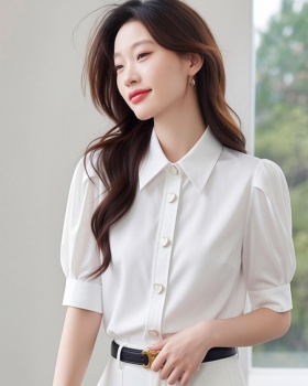 Cotton white tops sweet retro shirt for women