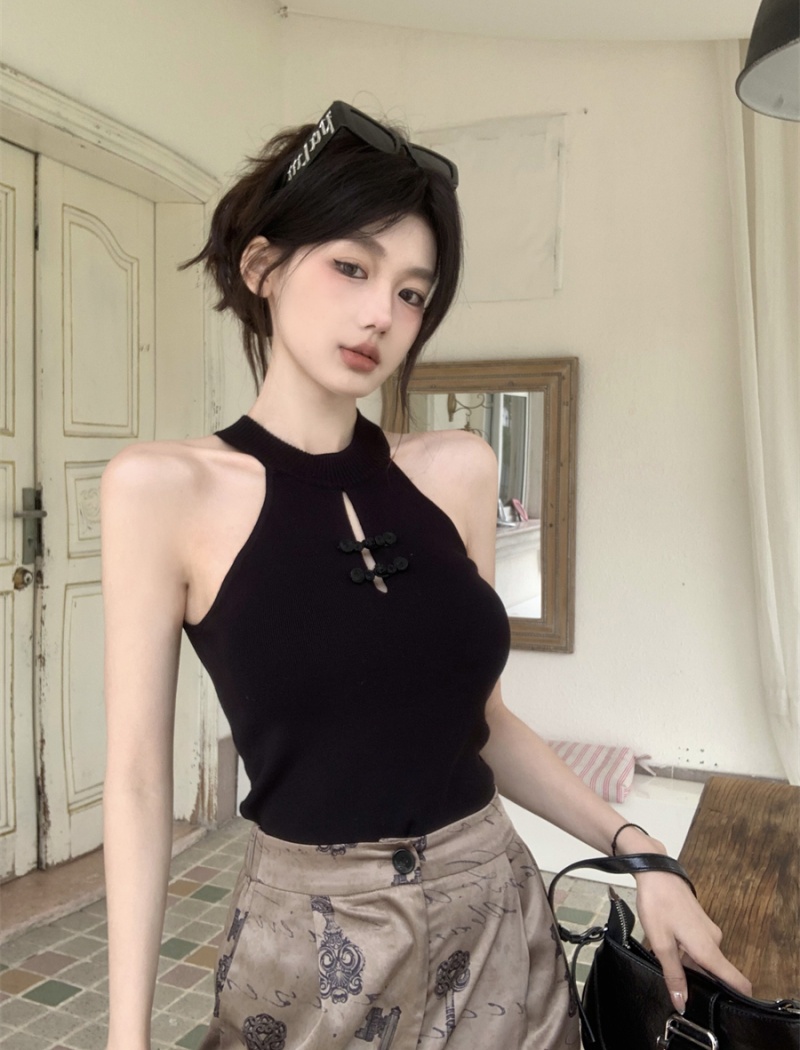 Sling halter all-match tops Chinese style small fellow vest
