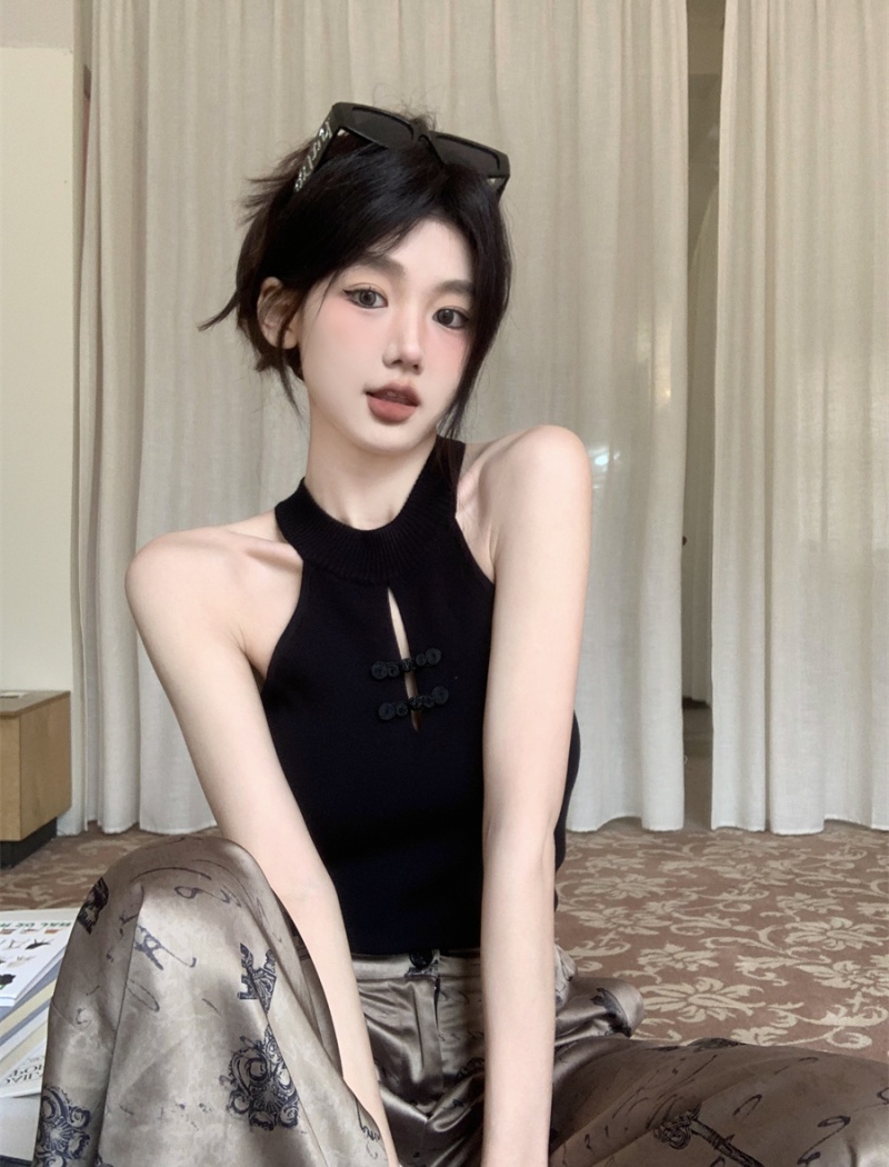 Sling halter all-match tops Chinese style small fellow vest