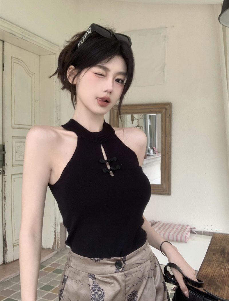 Sling halter all-match tops Chinese style small fellow vest