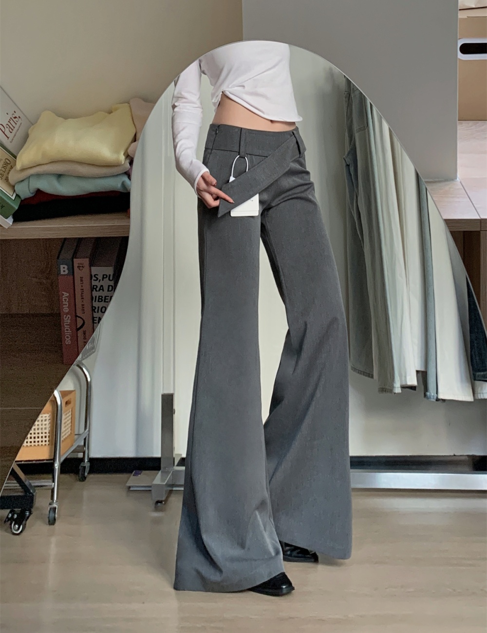 Speaker spring wide leg suit pants loose drape casual pants