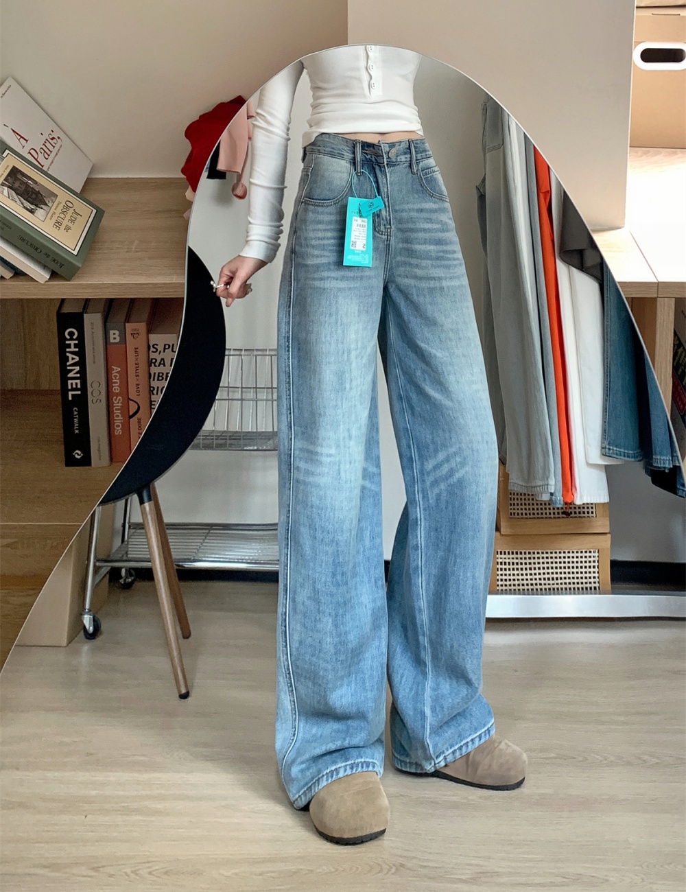 Loose American style wide leg pants straight jeans