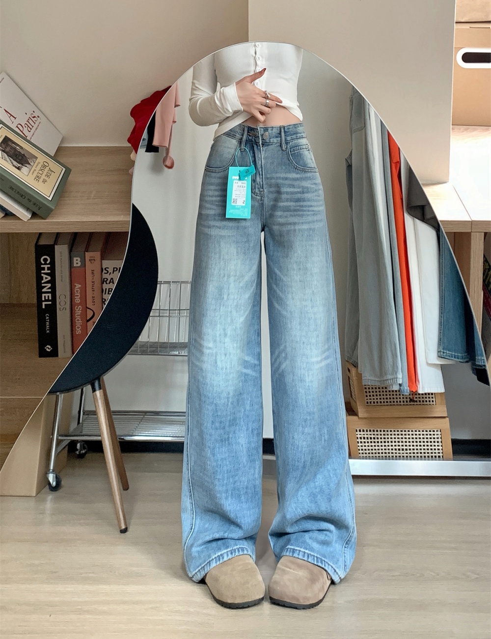 Loose American style wide leg pants straight jeans