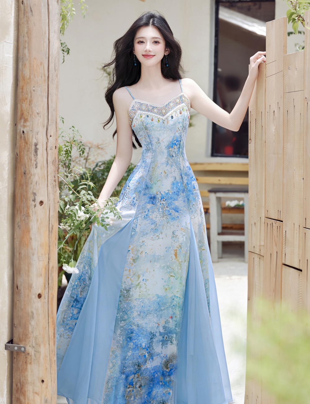 Travel vacation coat sling seaside dress 2pcs set