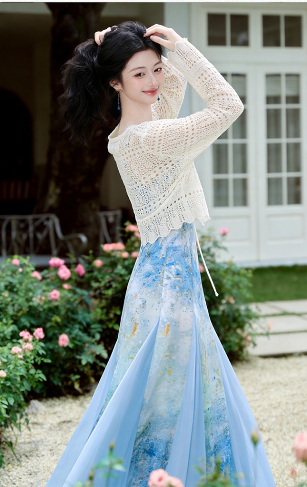 Travel vacation coat sling seaside dress 2pcs set