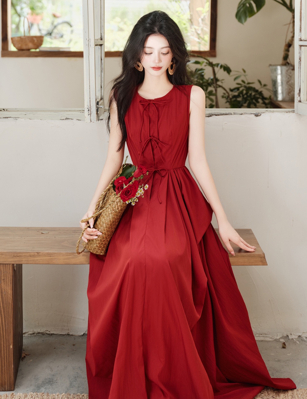 Vacation red travel dress