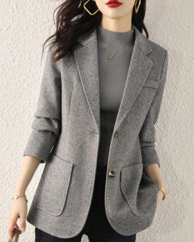 Gray loose coat thick business suit for women