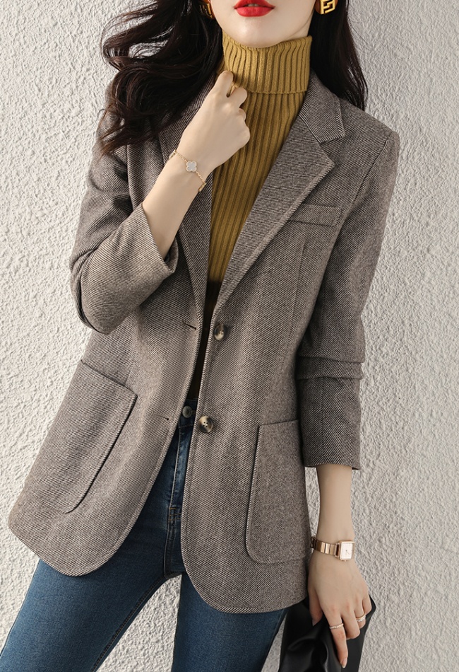 Gray loose coat thick business suit for women