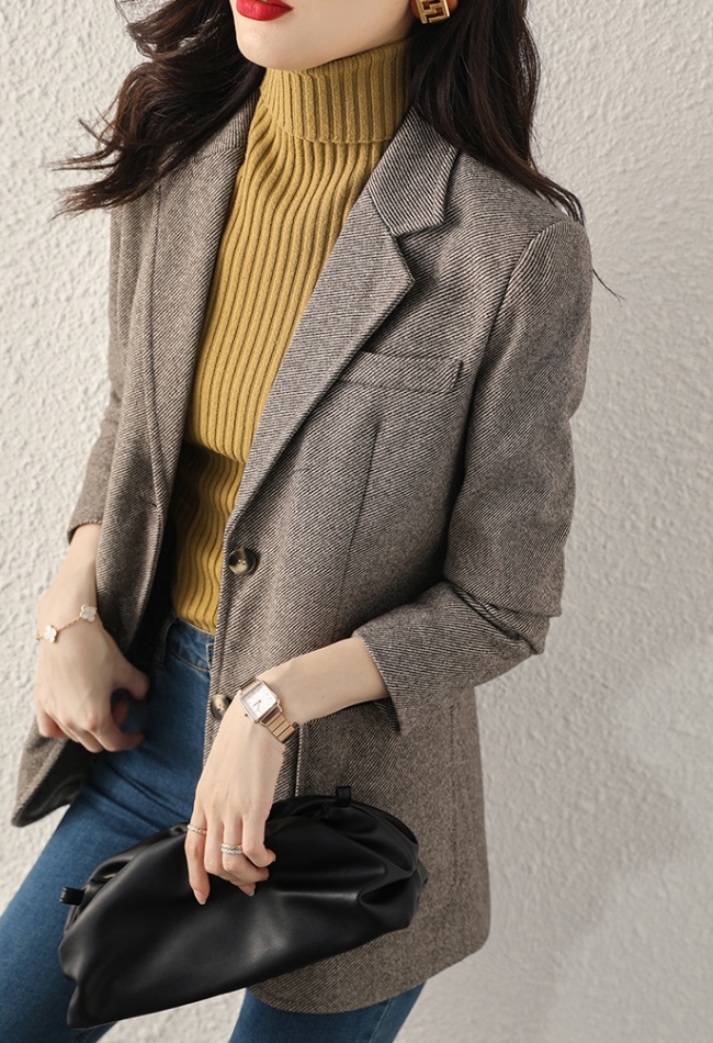 Gray loose coat thick business suit for women