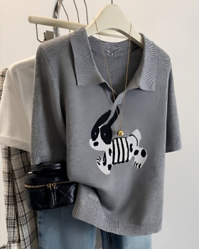 Thin summer knitted T-shirt short sleeve ice silk sweater