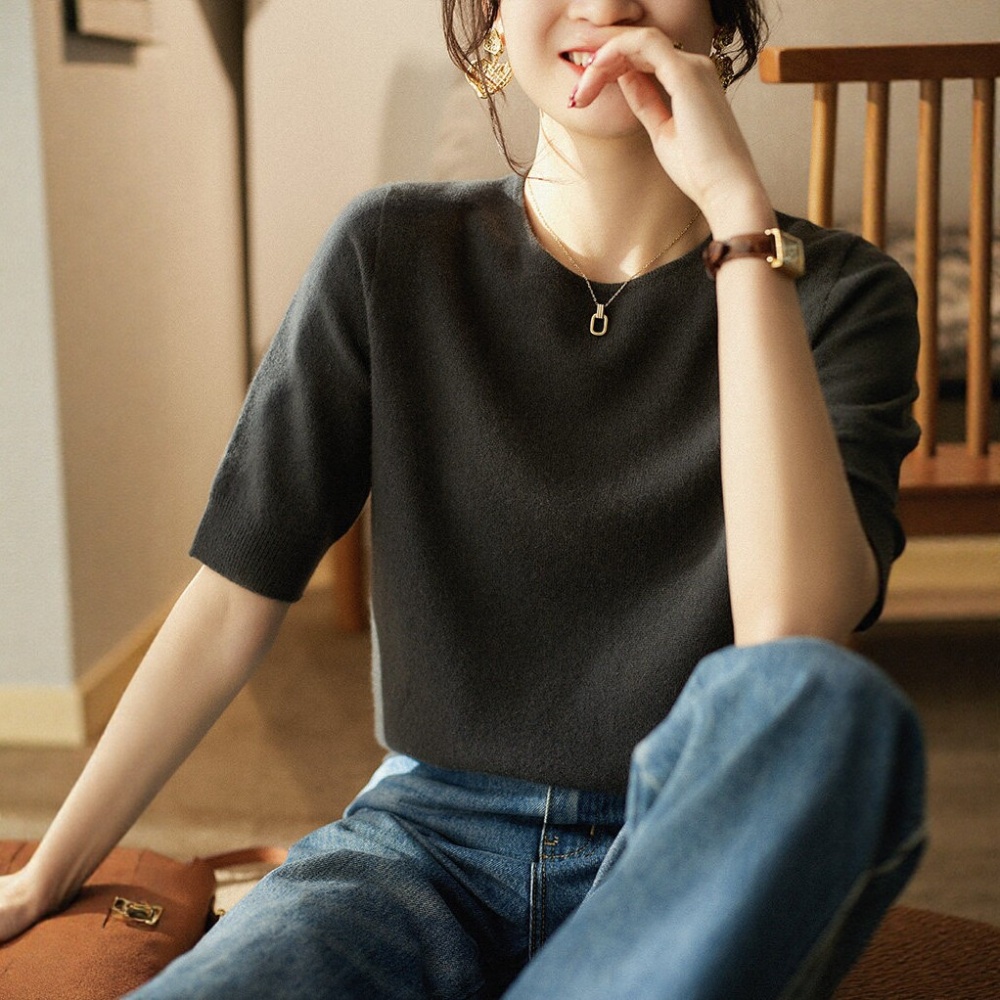 Knitted wool T-shirt thin spring and summer shirts