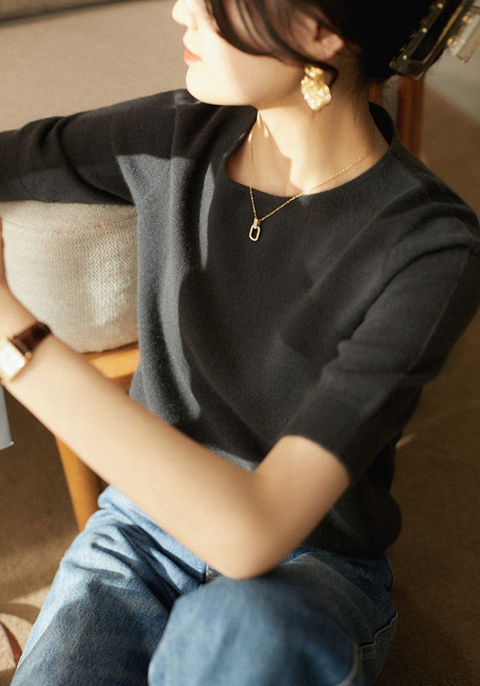 Knitted wool T-shirt thin spring and summer shirts