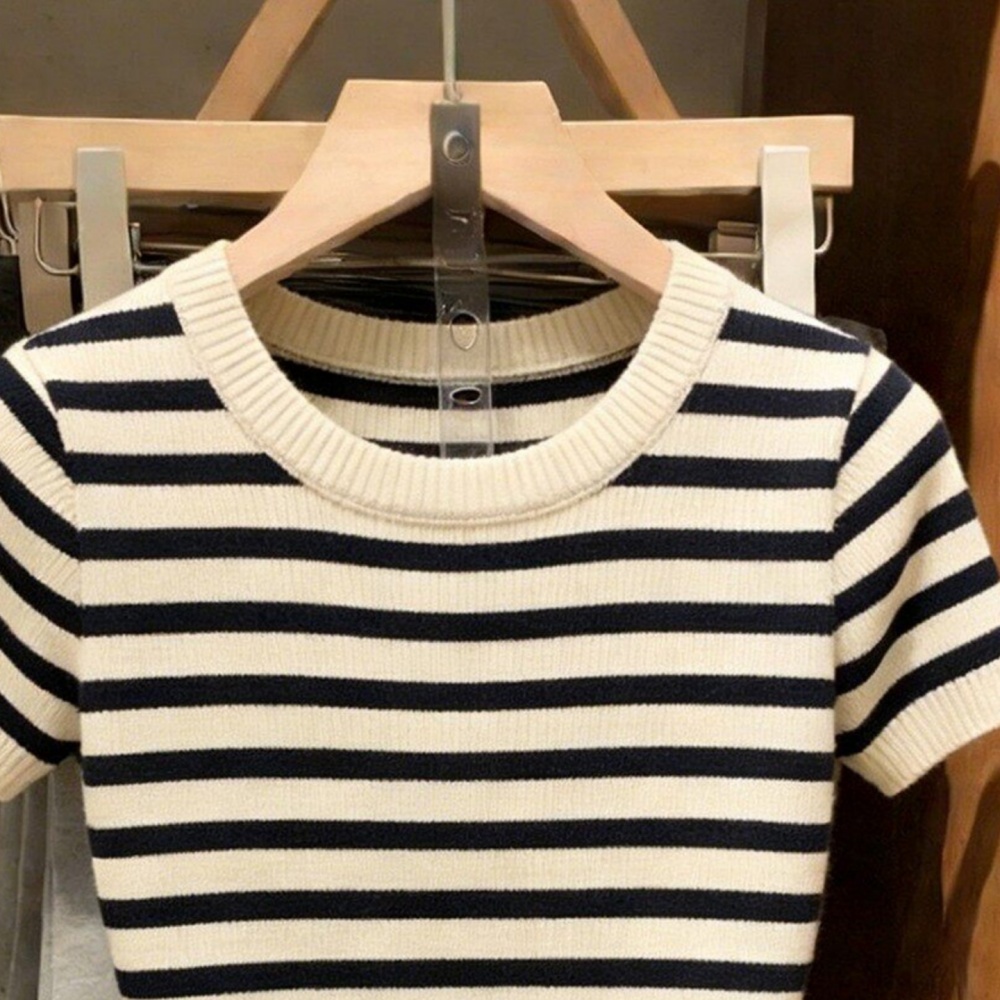 Spring and summer slim tops all-match short sleeve sweater