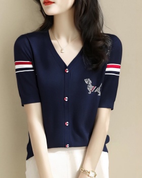 Summer rhinestone tops temperament T-shirt