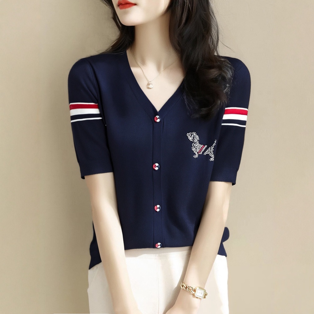 Summer rhinestone tops temperament T-shirt