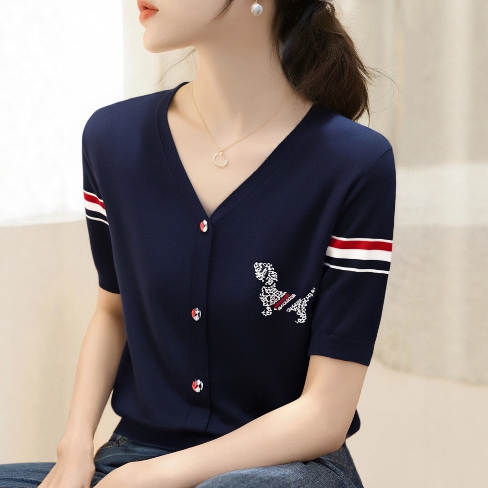 Summer rhinestone tops temperament T-shirt