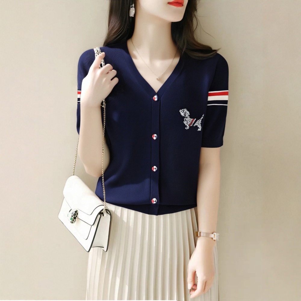 Summer rhinestone tops temperament T-shirt