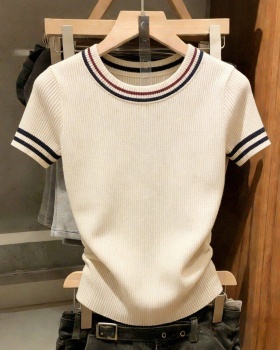 Apricot Korean style sweater short sleeve knitted tops