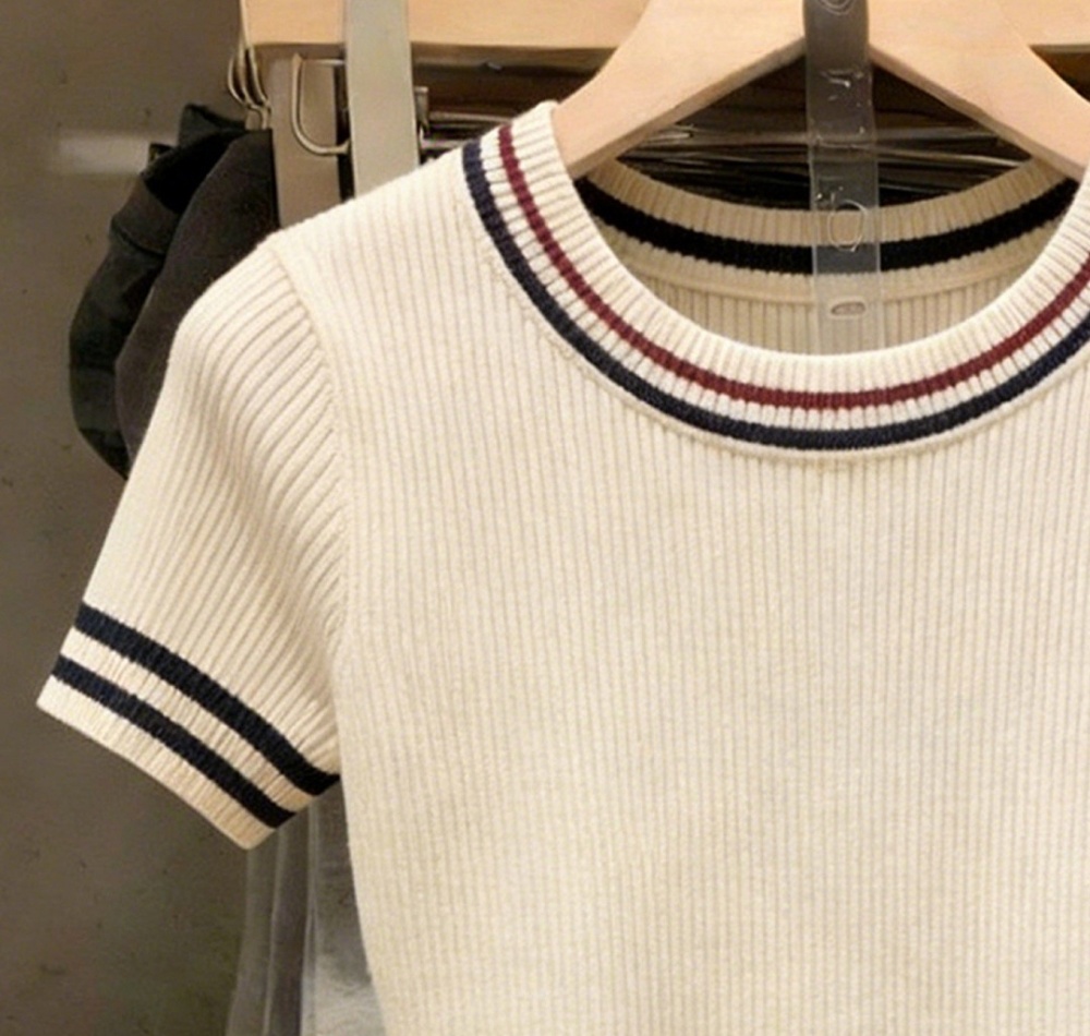 Apricot Korean style sweater short sleeve knitted tops