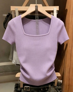 Temperament T-shirt purple tops for women