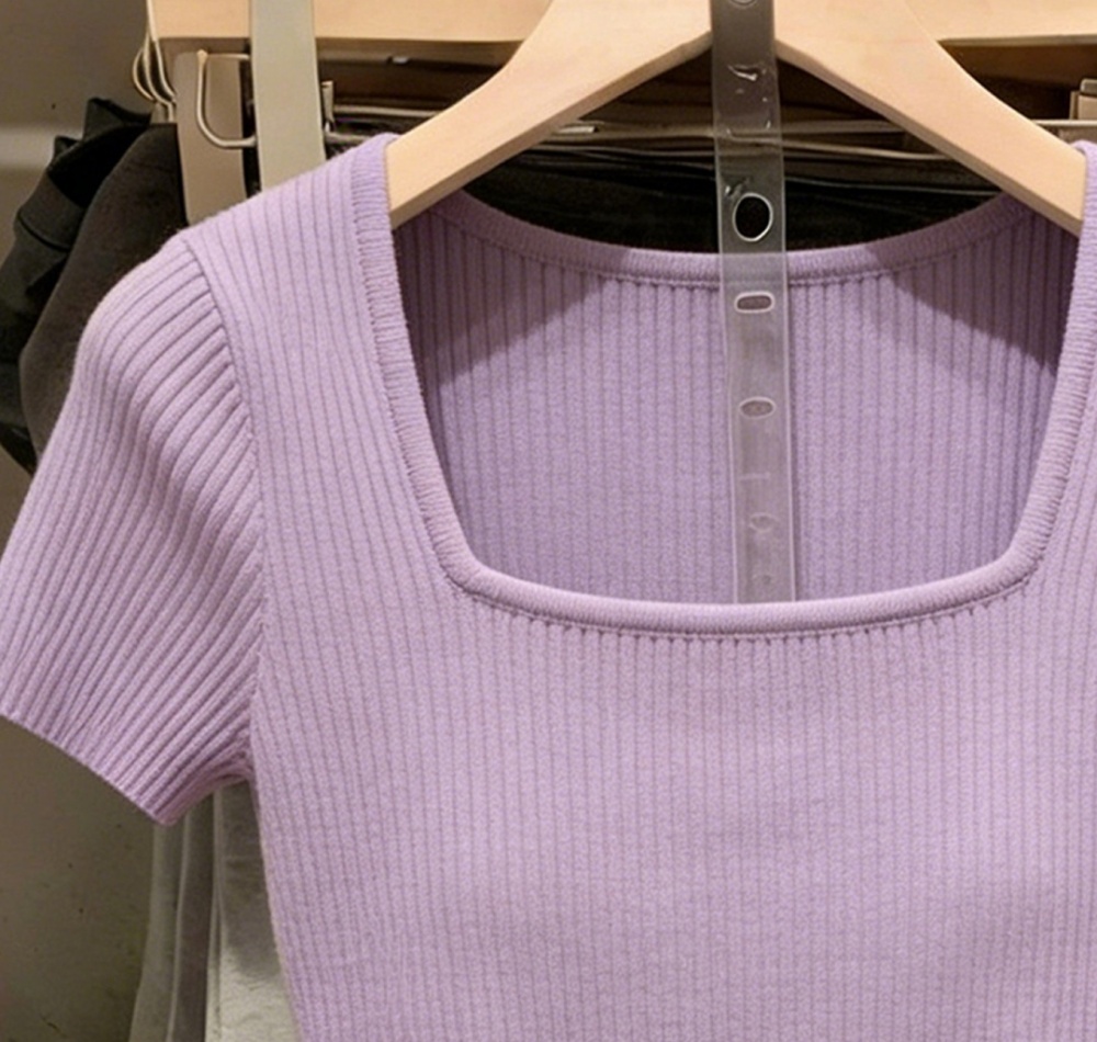 Temperament T-shirt purple tops for women