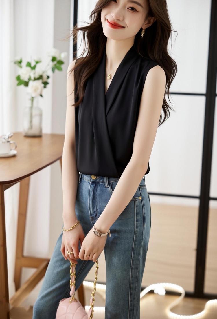 Temperament satin shirt chiffon chiffon shirt for women