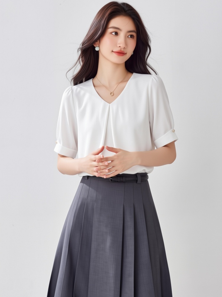 Western style loose chiffon shirt temperament tops