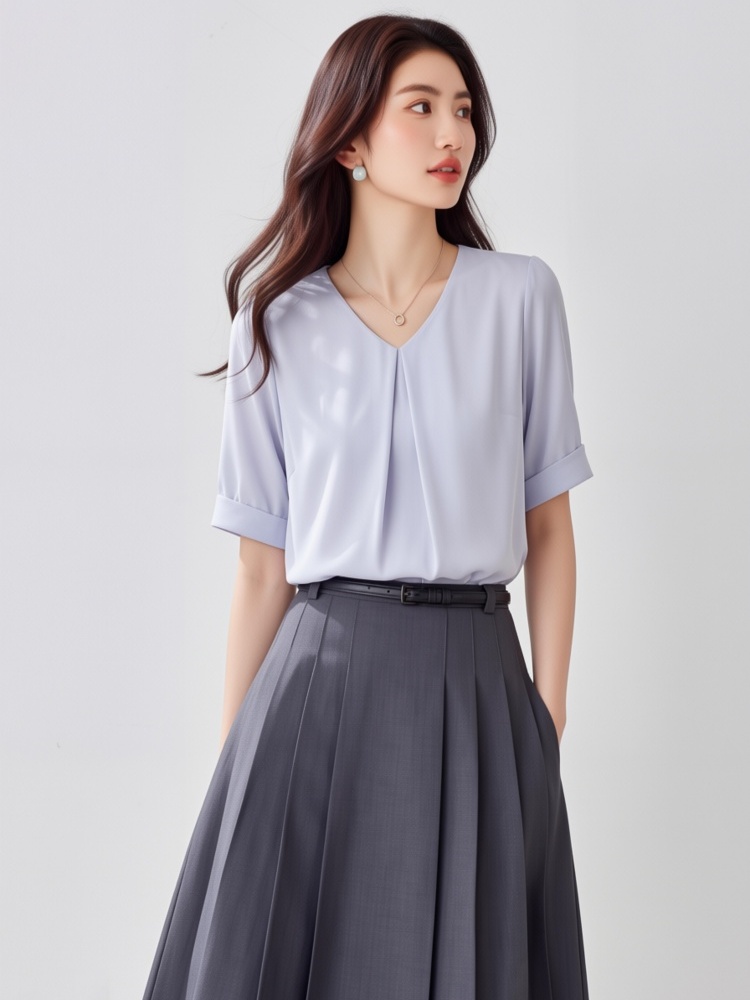 Western style loose chiffon shirt temperament tops