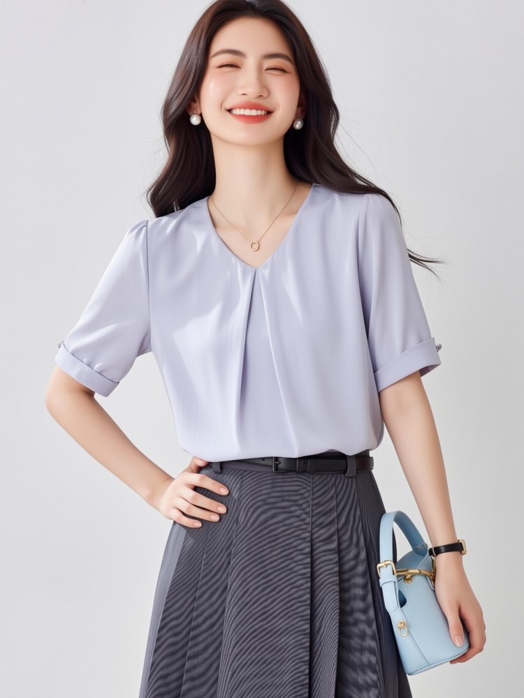 Western style loose chiffon shirt temperament tops