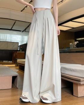 Drape high waist pants drawstring wide leg pants