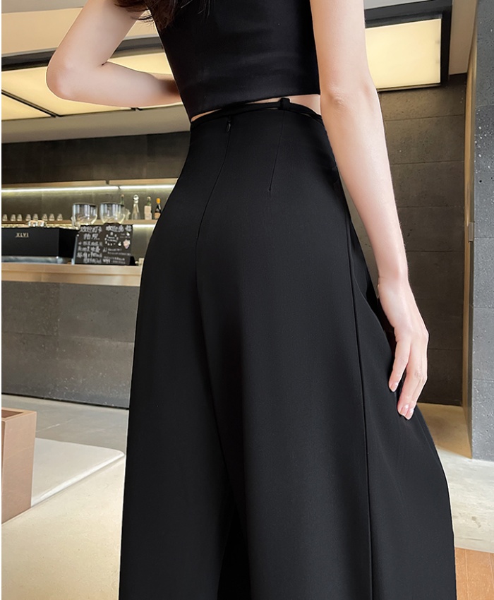 Drape high waist pants drawstring wide leg pants