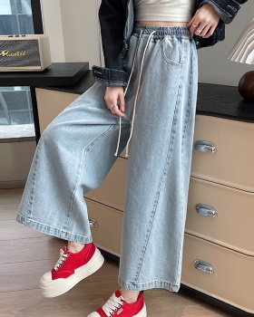 American style straight pants wide leg short jeans for women