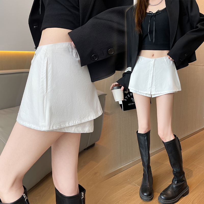 White A-line short skirt small fellow package hip culottes